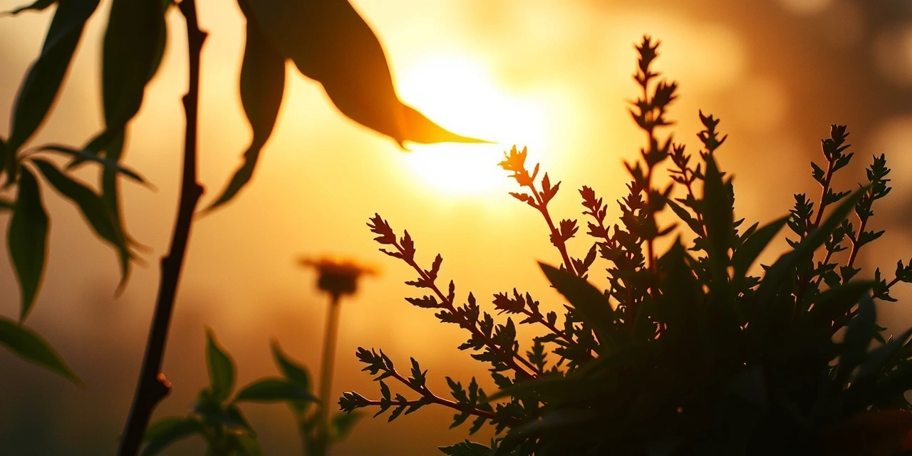 Ogród ziół o zmierzchu